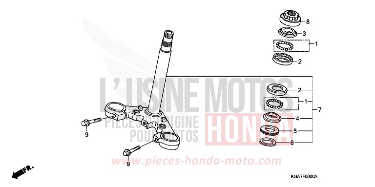 STEERING STEM for CG125 TITAN ES FORCE SILVER METALLIC (NH411) from 2004